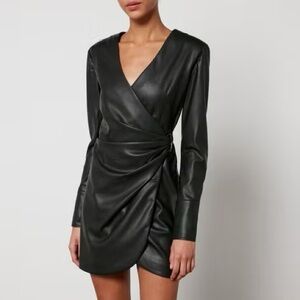 Anine Bing Joey Faux leather mini wrap dress